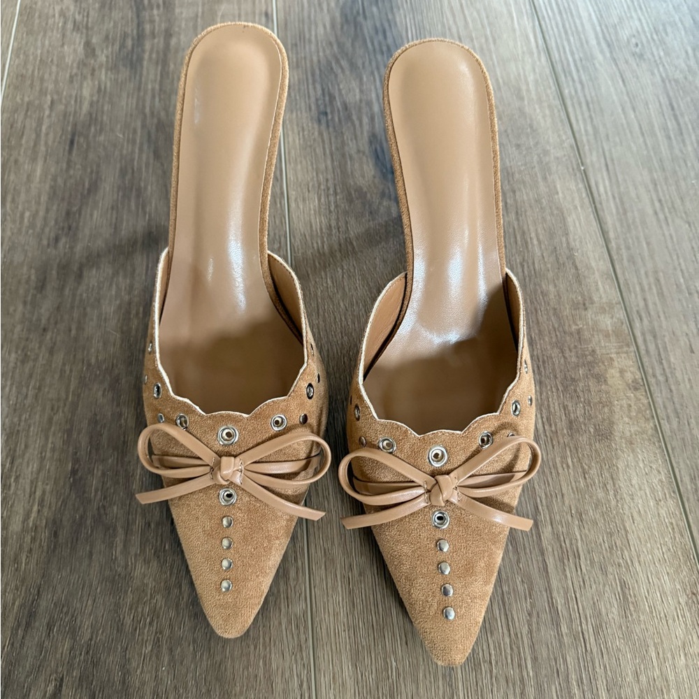 Tan Suede Women's Mules Size 10